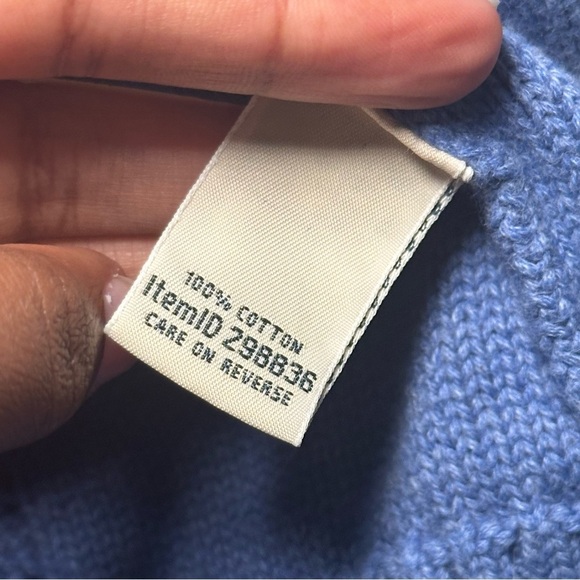 L.L. Bean Women's Preppy Zip-Up Blue Cotton Academia Cable Knit Sweater Size S - Picture 10 of 16